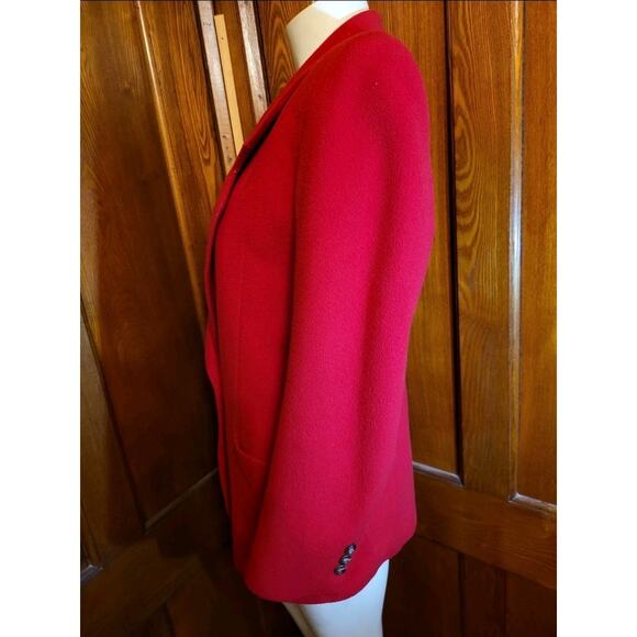 Vintage Augustus Red Wool Blazer Women's Size 10 Classic 1980s Power Jacket - Picture 3 of 14
